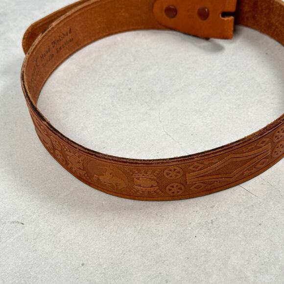 VTG Rockmount Ranch Wear Belt Womens 28 Brown Hand-Tooled Southwestern Aztec - Picture 4 of 11